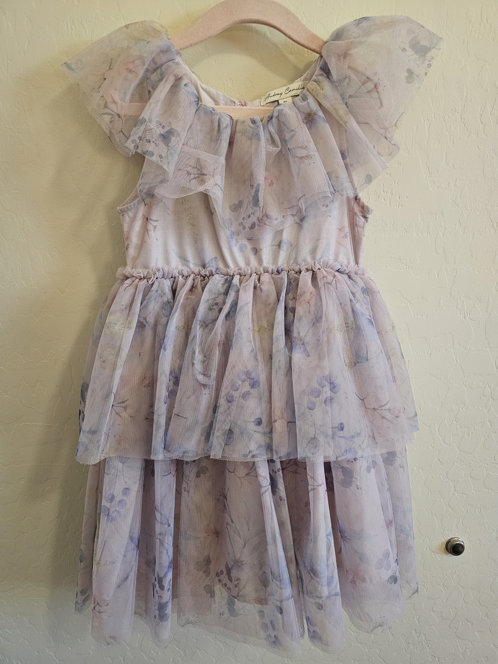 Girls Floral Ruffle Tiered Dress - Light Lavender 5T